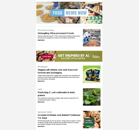 Picture of Food News Now Newsletter - FIRST Preview & Wrap-up - Sponsored Content Placement